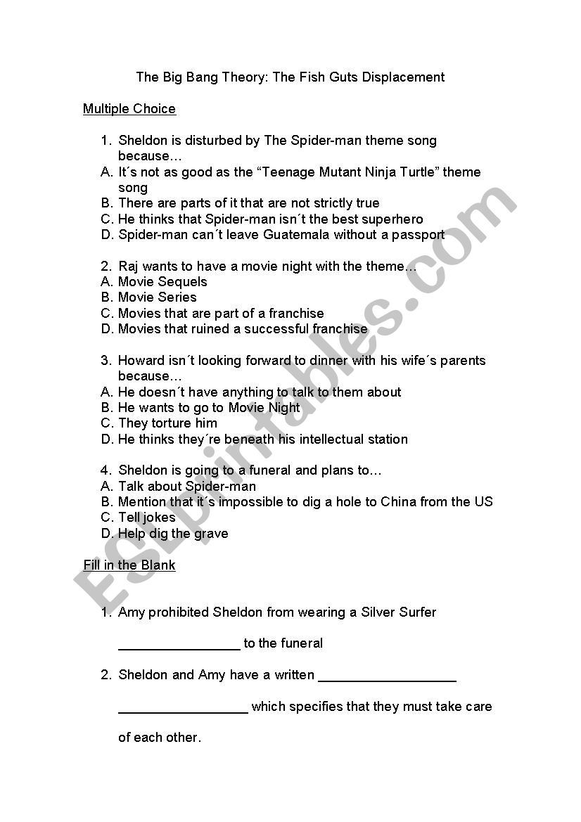 Big Bang Theory Listening worksheet