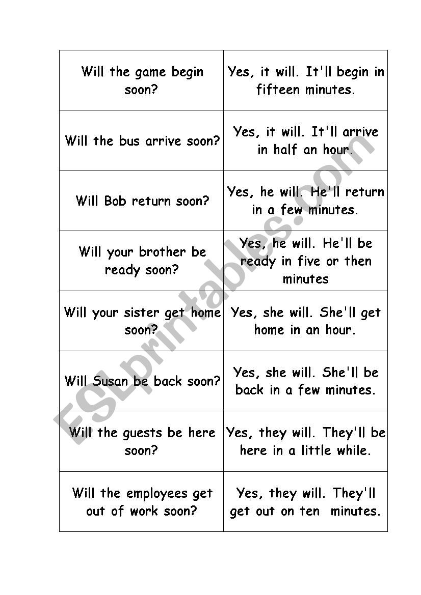 Will the game begin soon worksheet