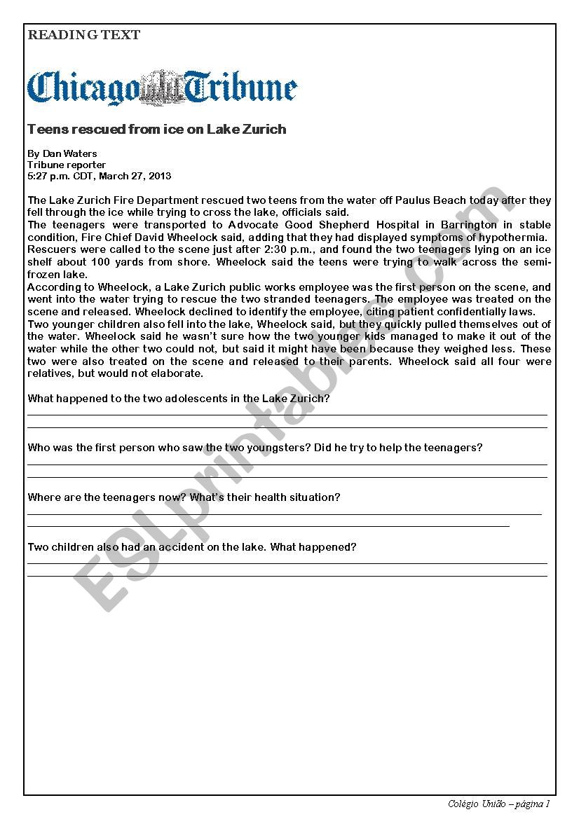 Reading Comprehension  worksheet