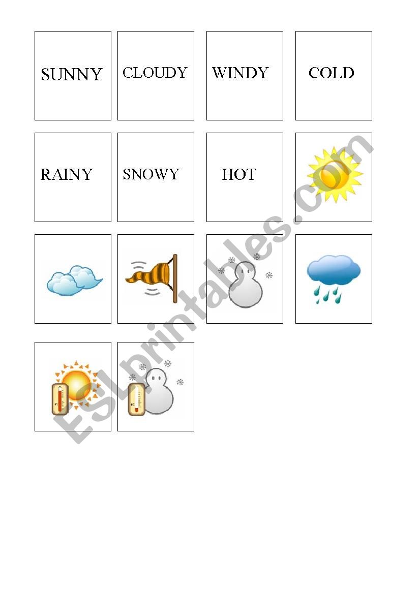 The weather Memo Game worksheet