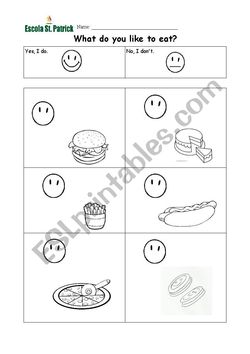 What kind of fod do you like? worksheet