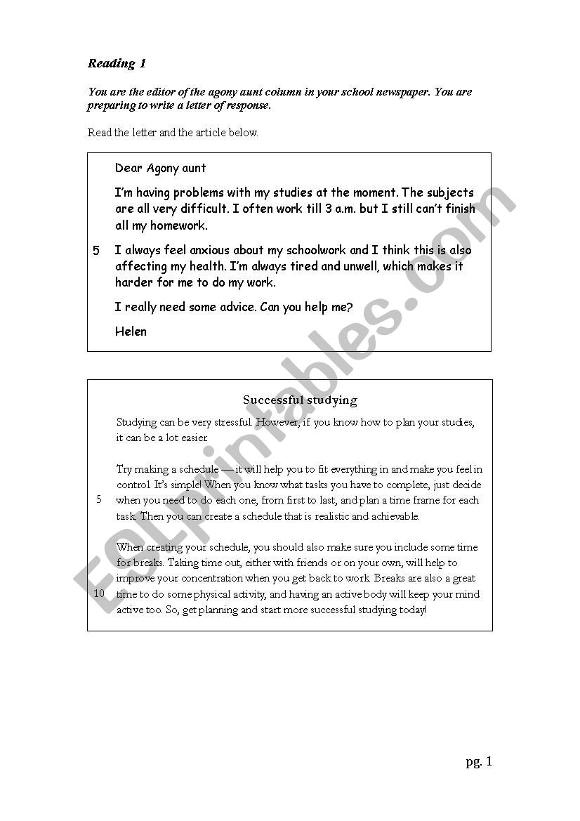 Reading Exercise worksheet