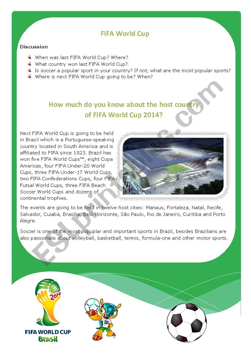 FIFA World Cup 2014 worksheet