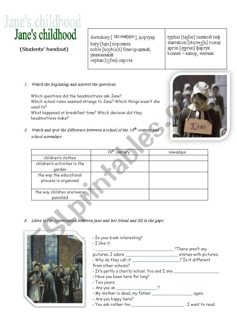 Jane Eyre worksheet