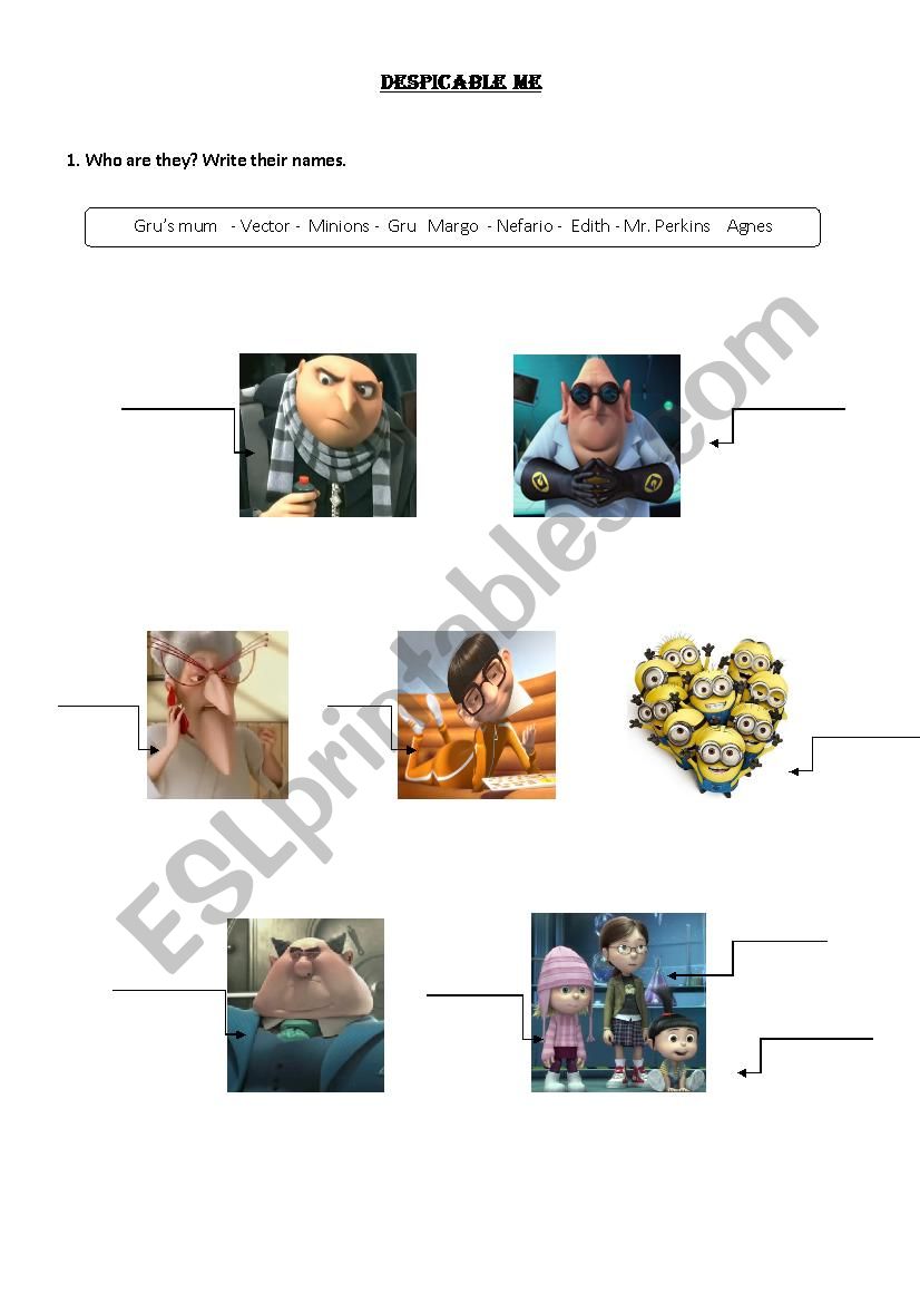 Despicable Me worksheet