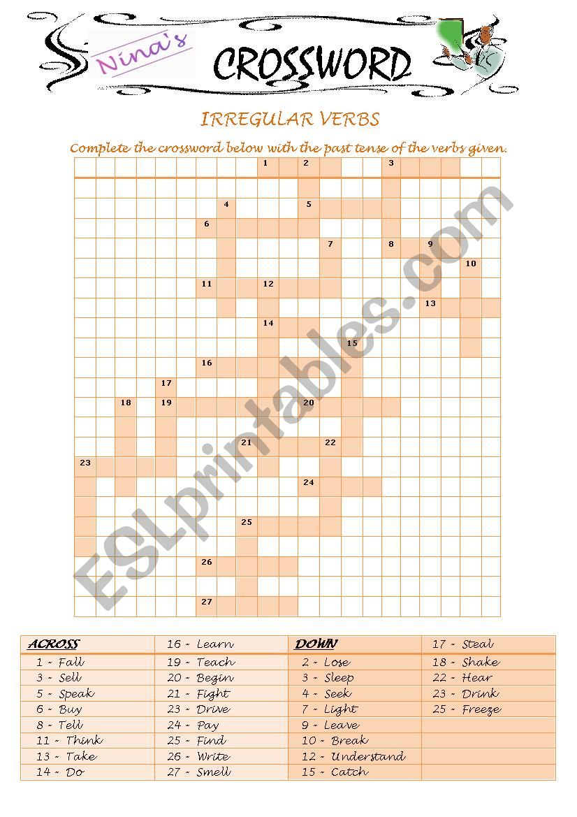 Crossword with Irregular verbs