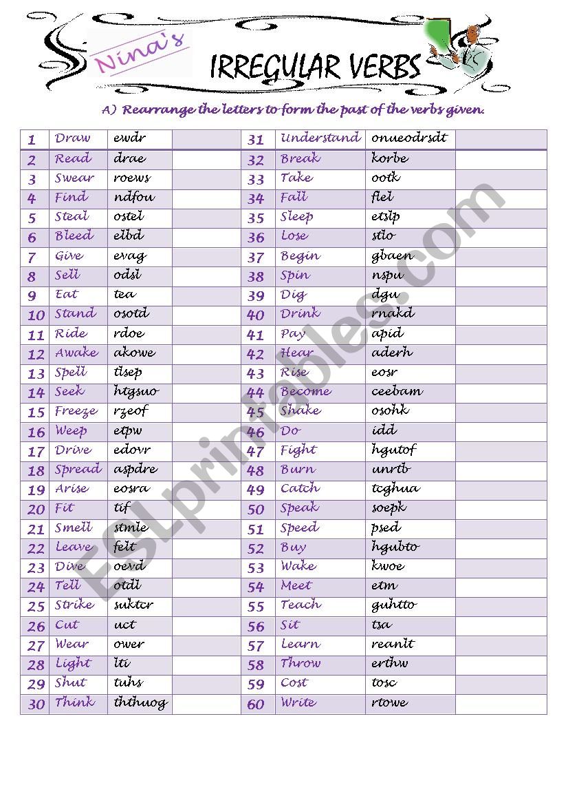 Irregular Verbs Spelling 1 worksheet