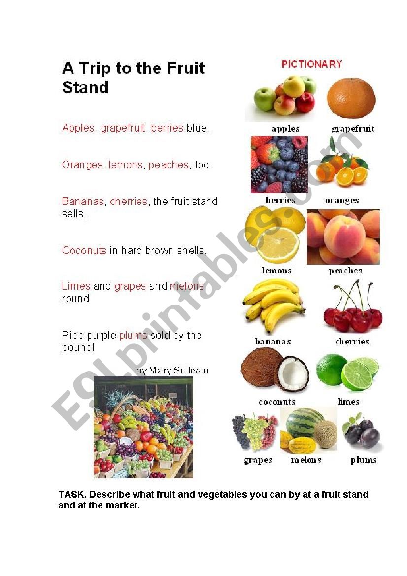 FRUIT STAND ( a poem + a pictionaty)