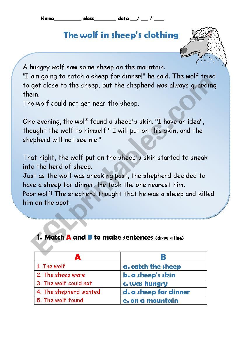 The wolf in sheepÂ´s clothing worksheet