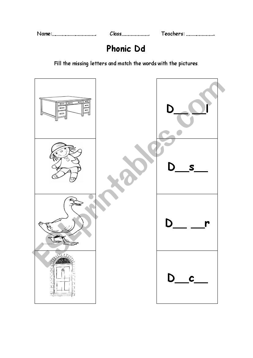 Phonic D worksheet