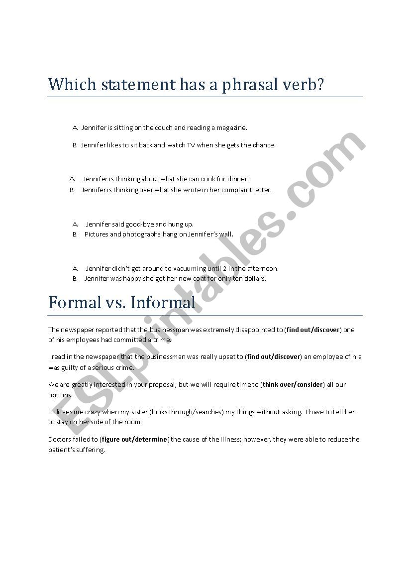 What are phrasal verbs worksheet