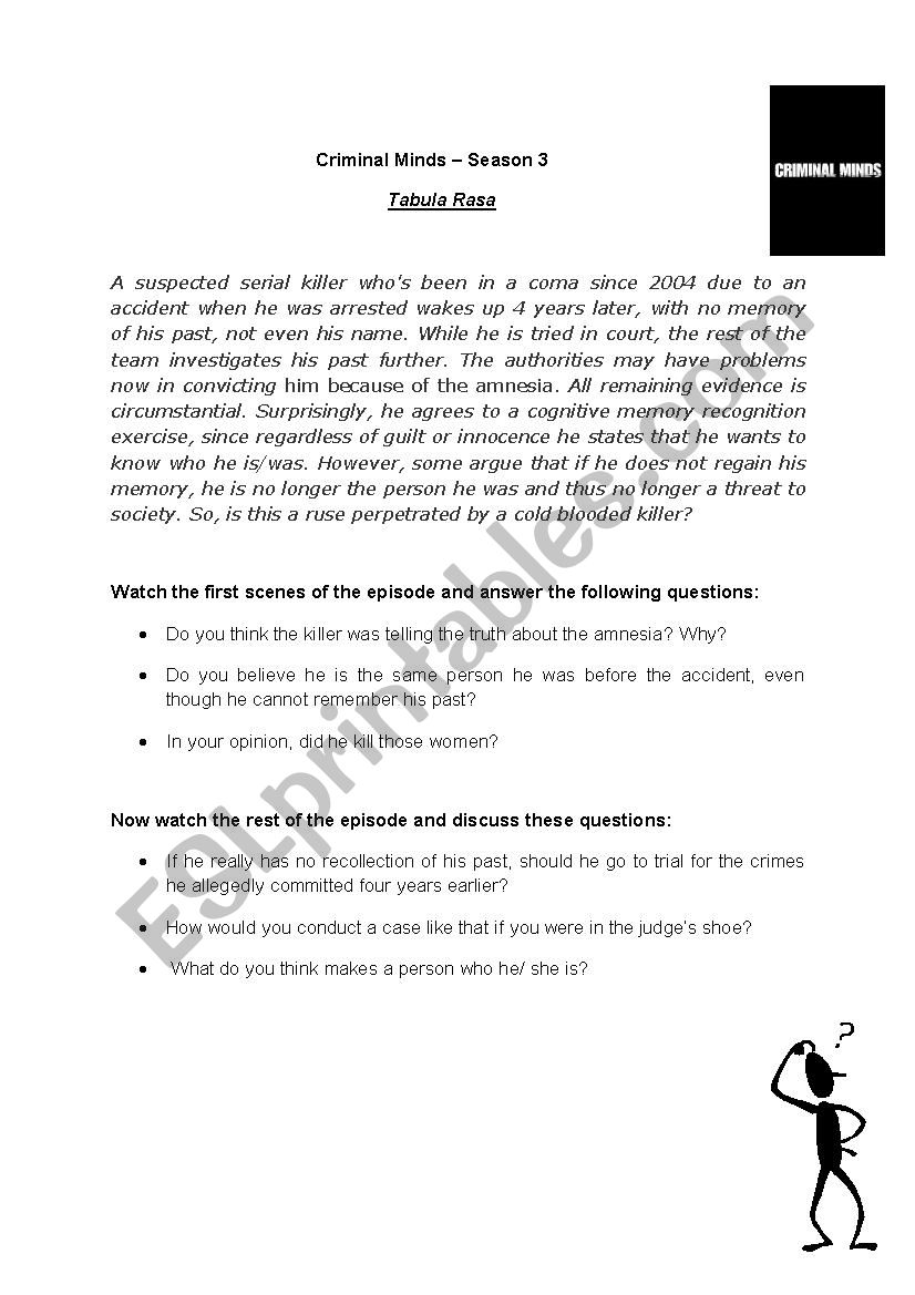 Criminal Minds worksheet