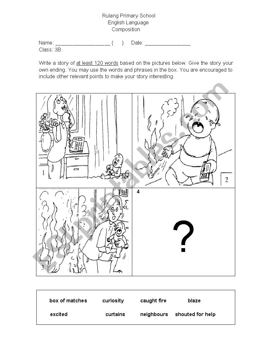 story writing based on a fire with pictures 