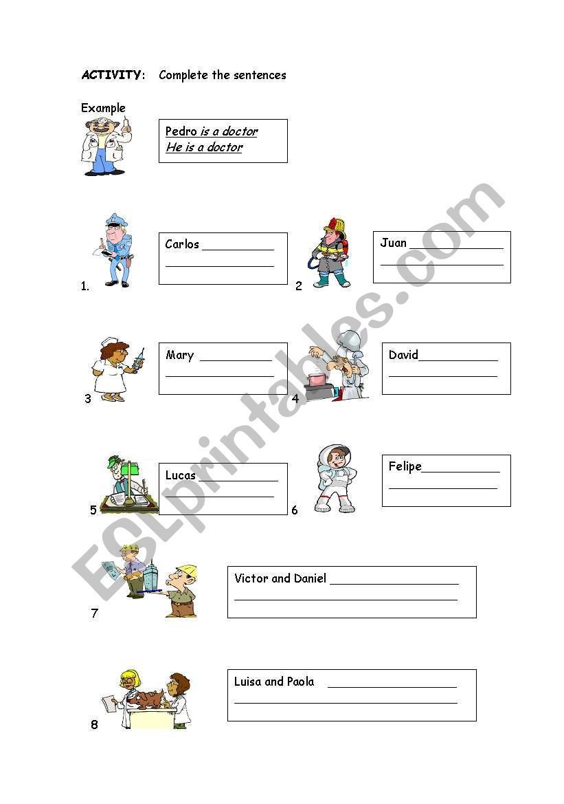 occupations and professions worksheet