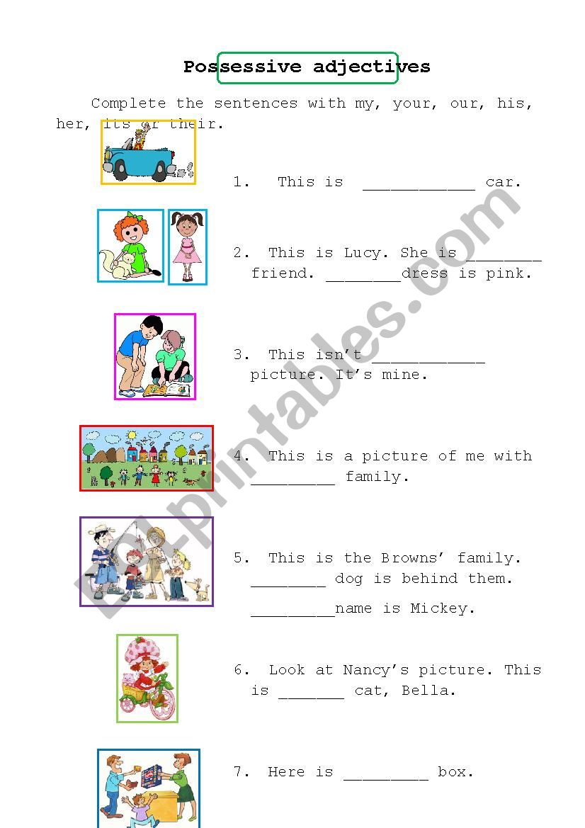 Possessive adjectives worksheet