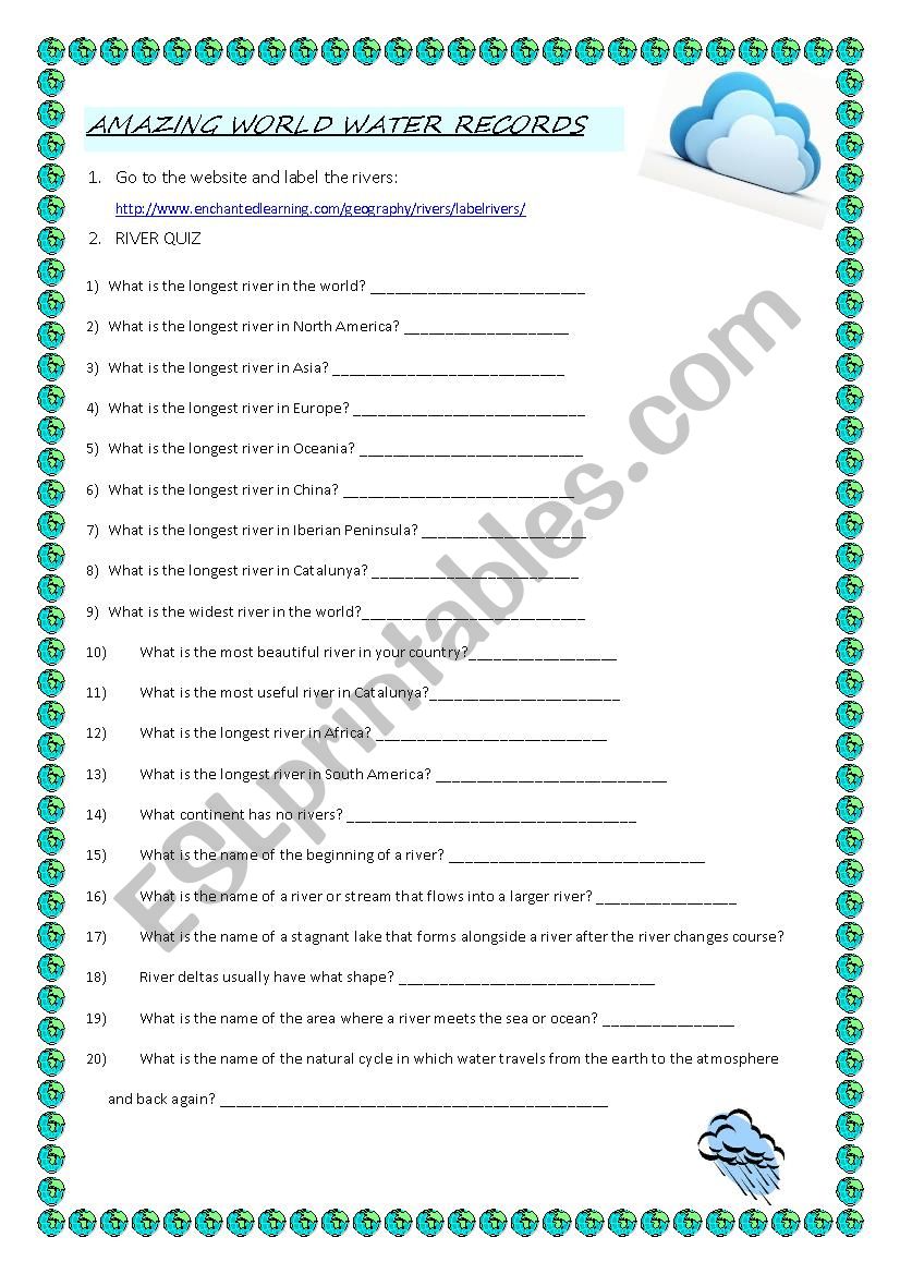 world water records worksheet