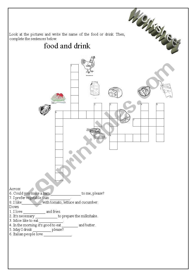 food and drink worksheet