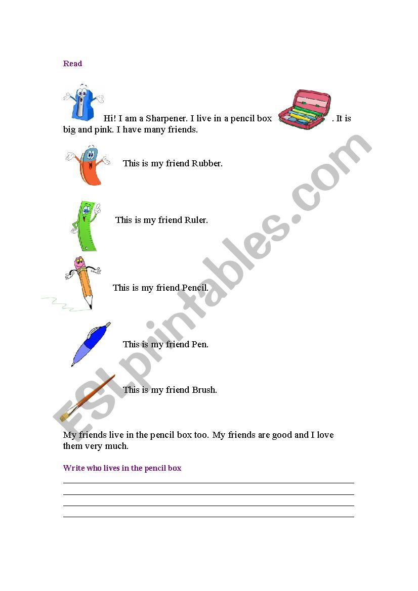 School things worksheet