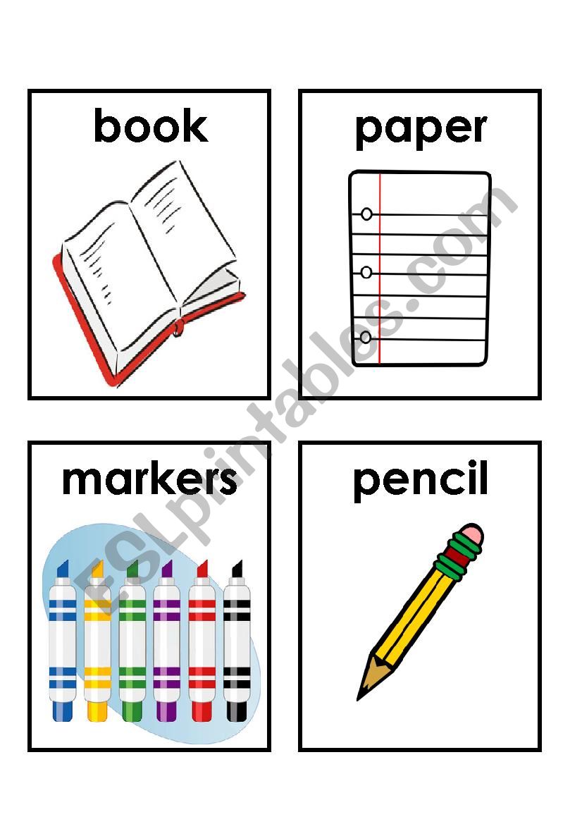 School items flash card part 1