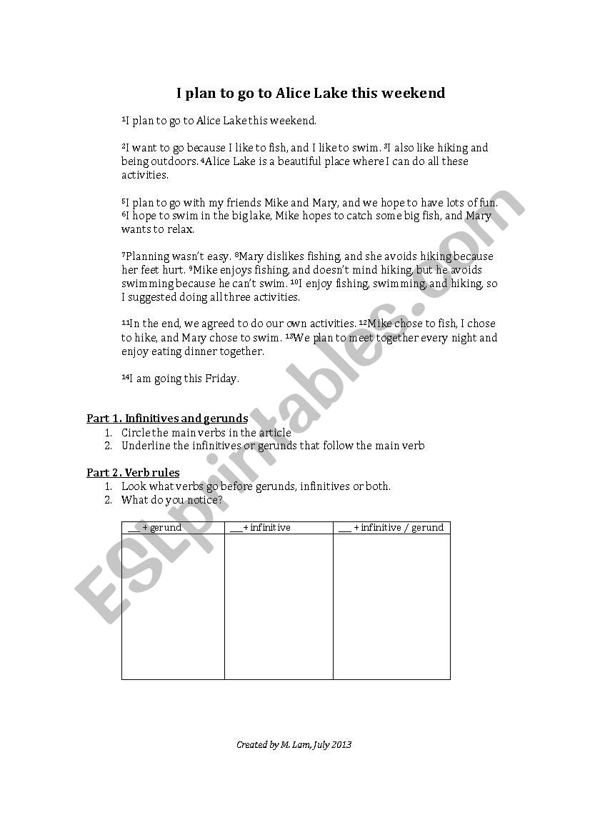 Verb + Infinitive or Gerund deductive worksheet