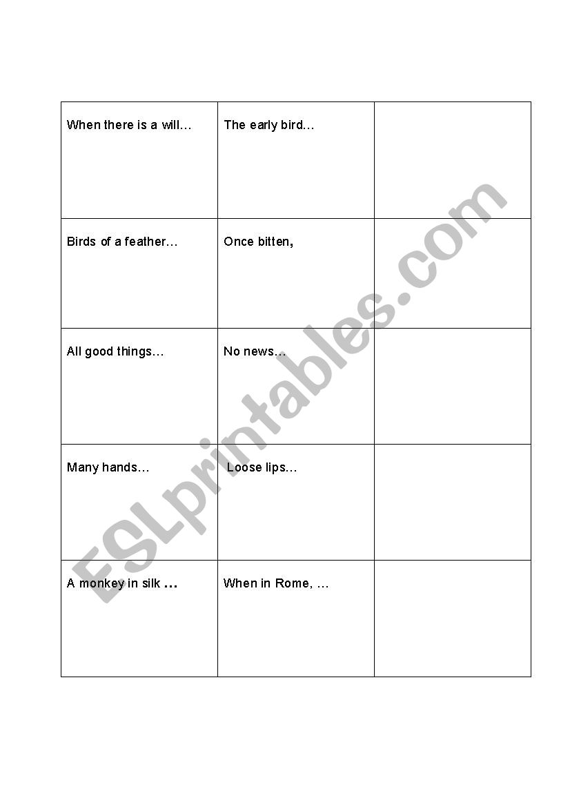 play with proverbs worksheet