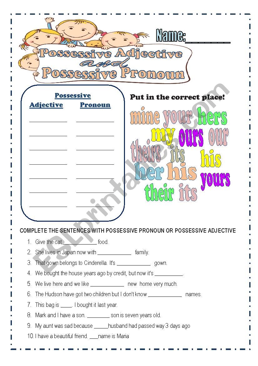 Possessive Adjective and Possessive Pronoun