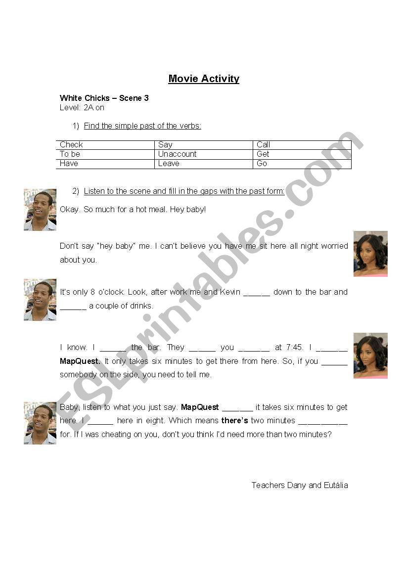 White Chicks worksheet