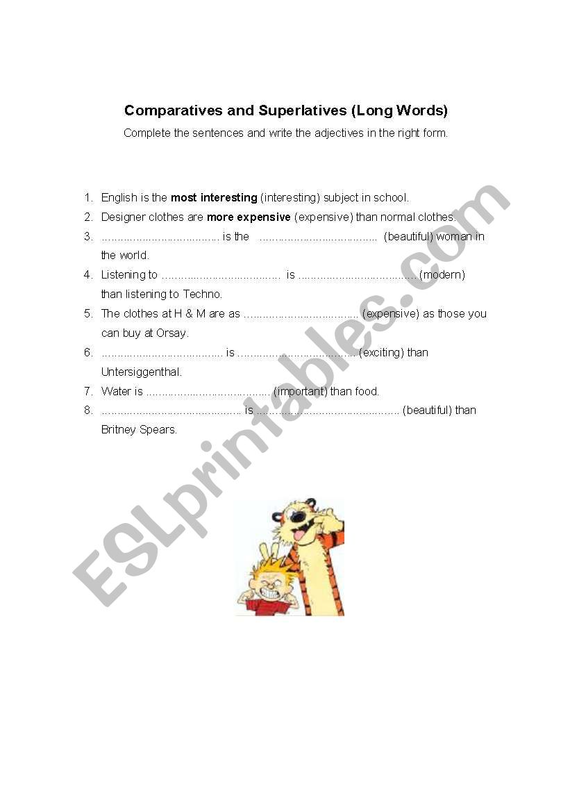 Comparatives and Superlatives worksheet