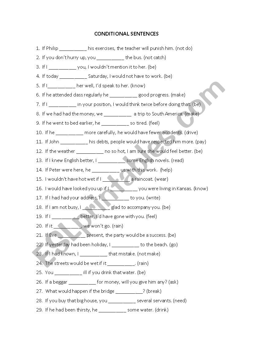 Conditionals worksheet