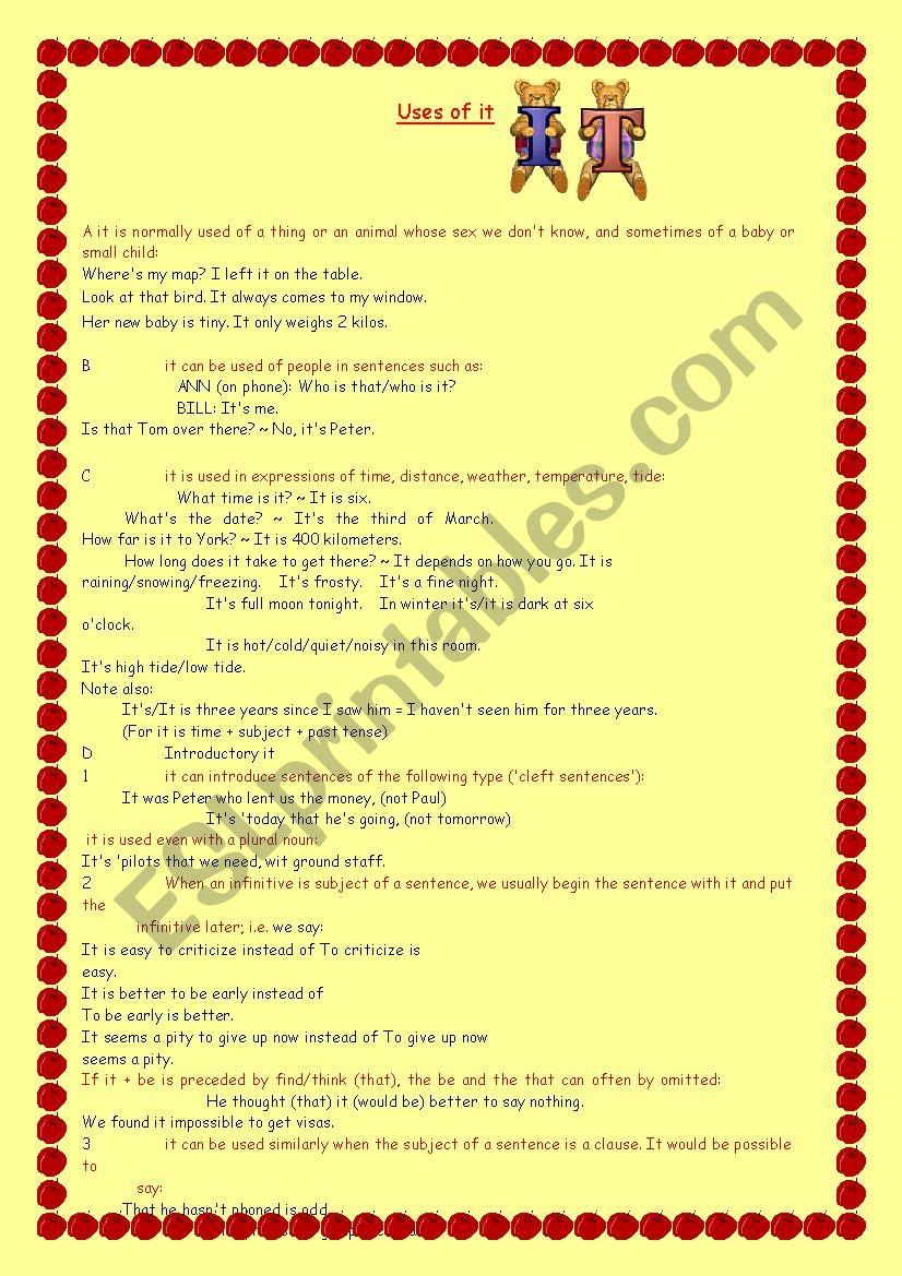 the use of it worksheet