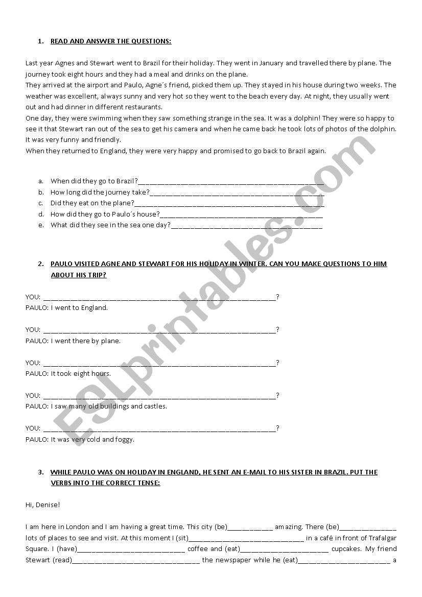 past simple practice worksheet