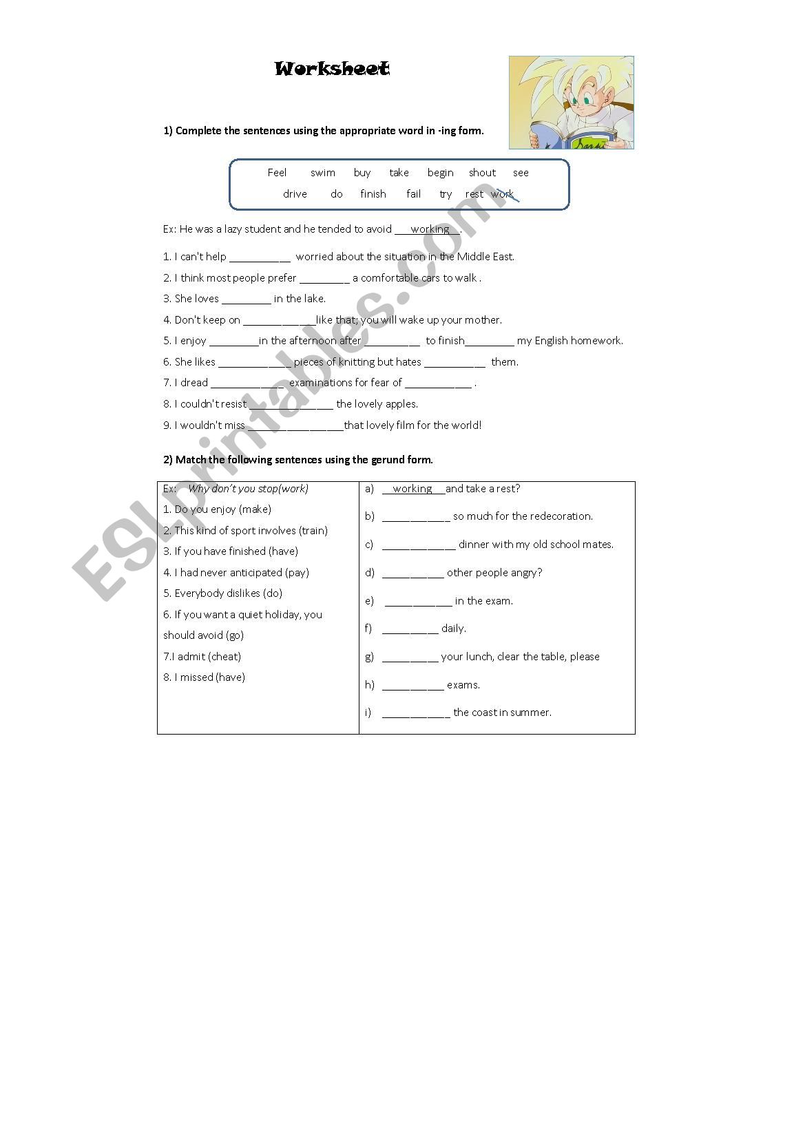 gerund vs infinitive worksheet