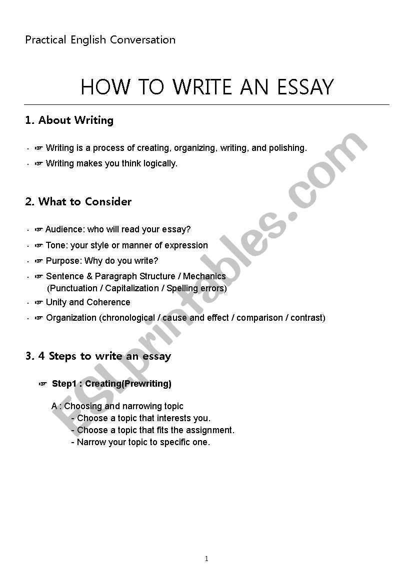How to write an essay - ESL worksheet by oliviajung