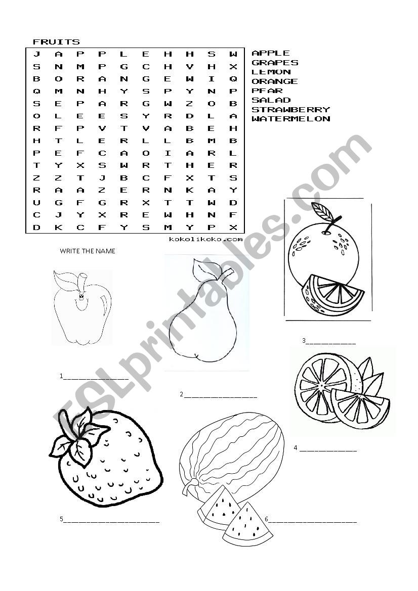 fruits for young children worksheet