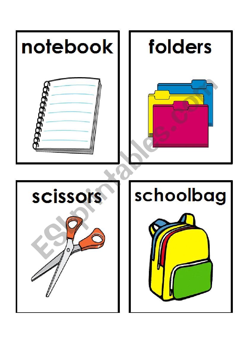 School items flash card part 2