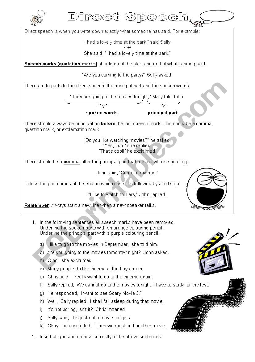 Direct Speech worksheet