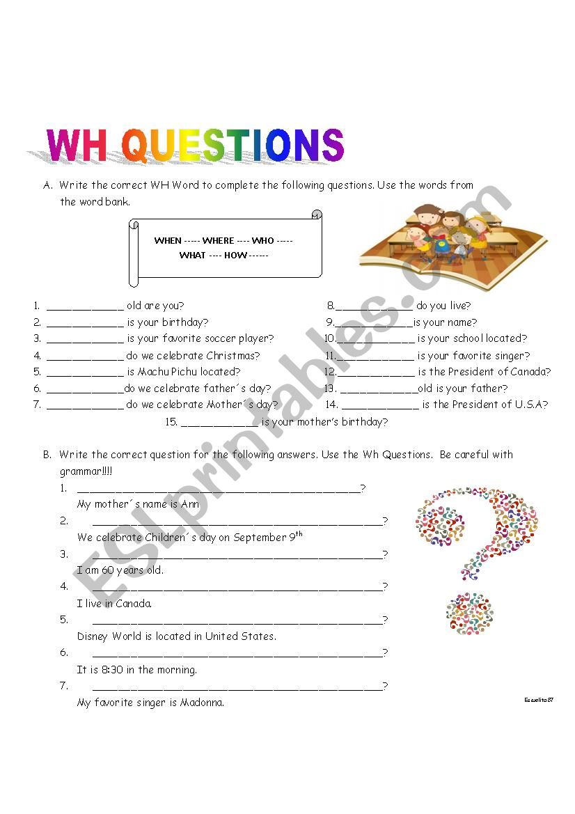 WH QUESTIONS  worksheet