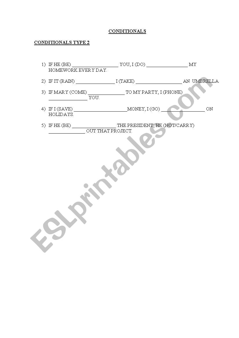 conditionals  worksheet