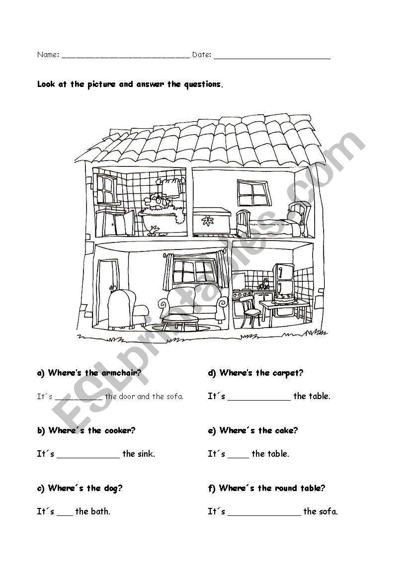 Prepositions of place worksheet