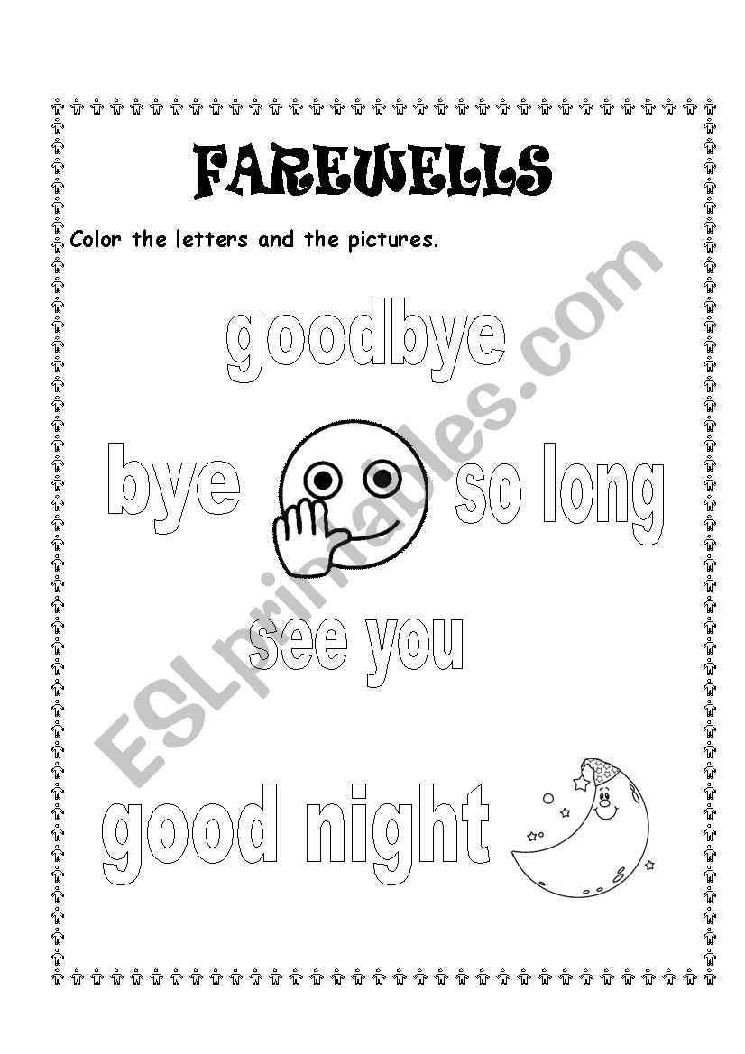 FAREWELLS worksheet