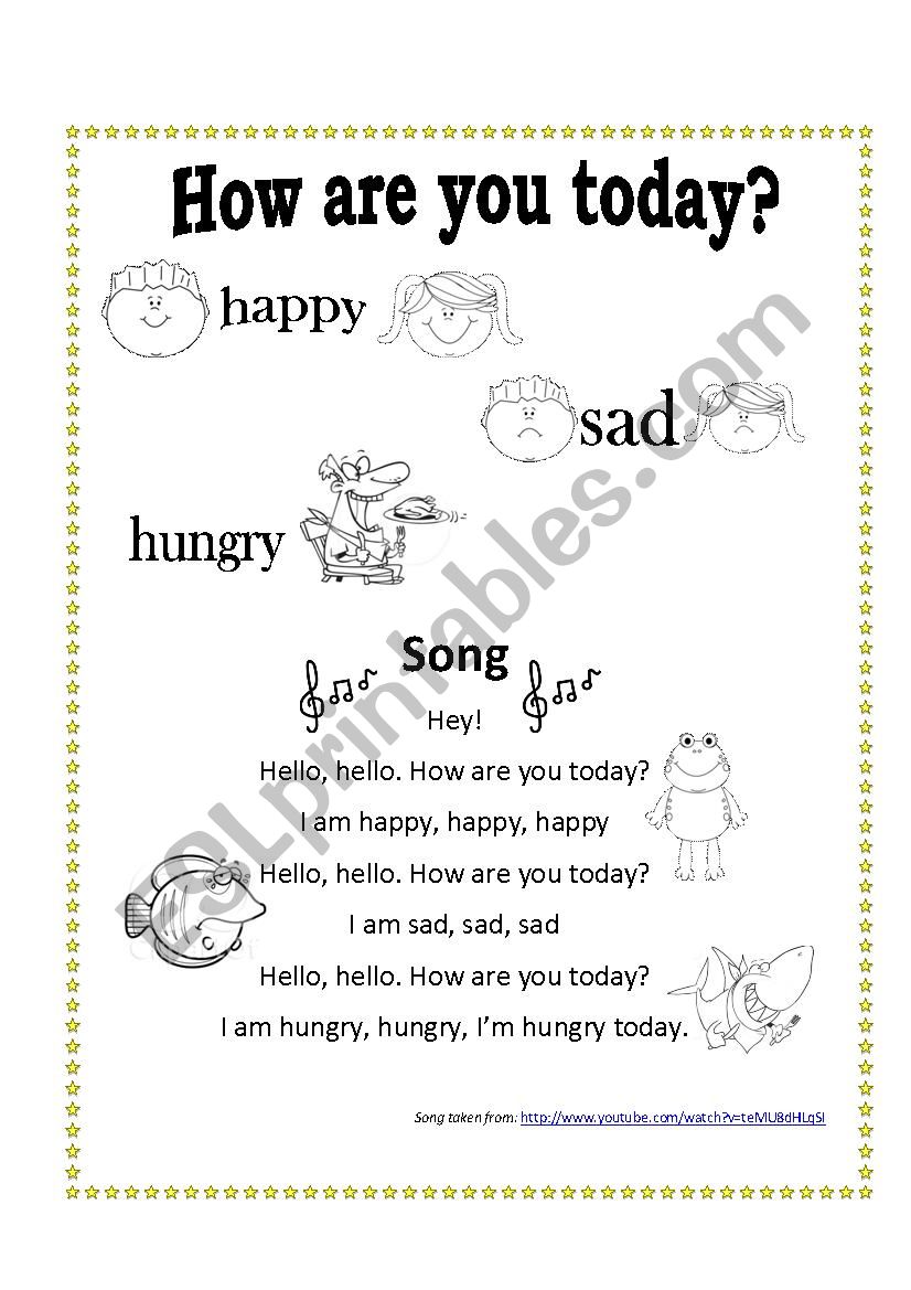 HOW ARE YOU TODAY? worksheet