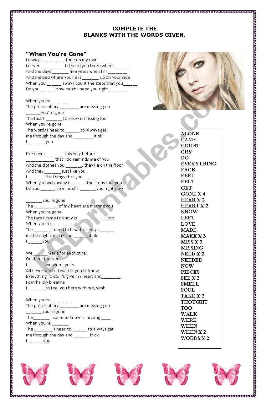 Avril Lavigne Sond When youÂ´re gone