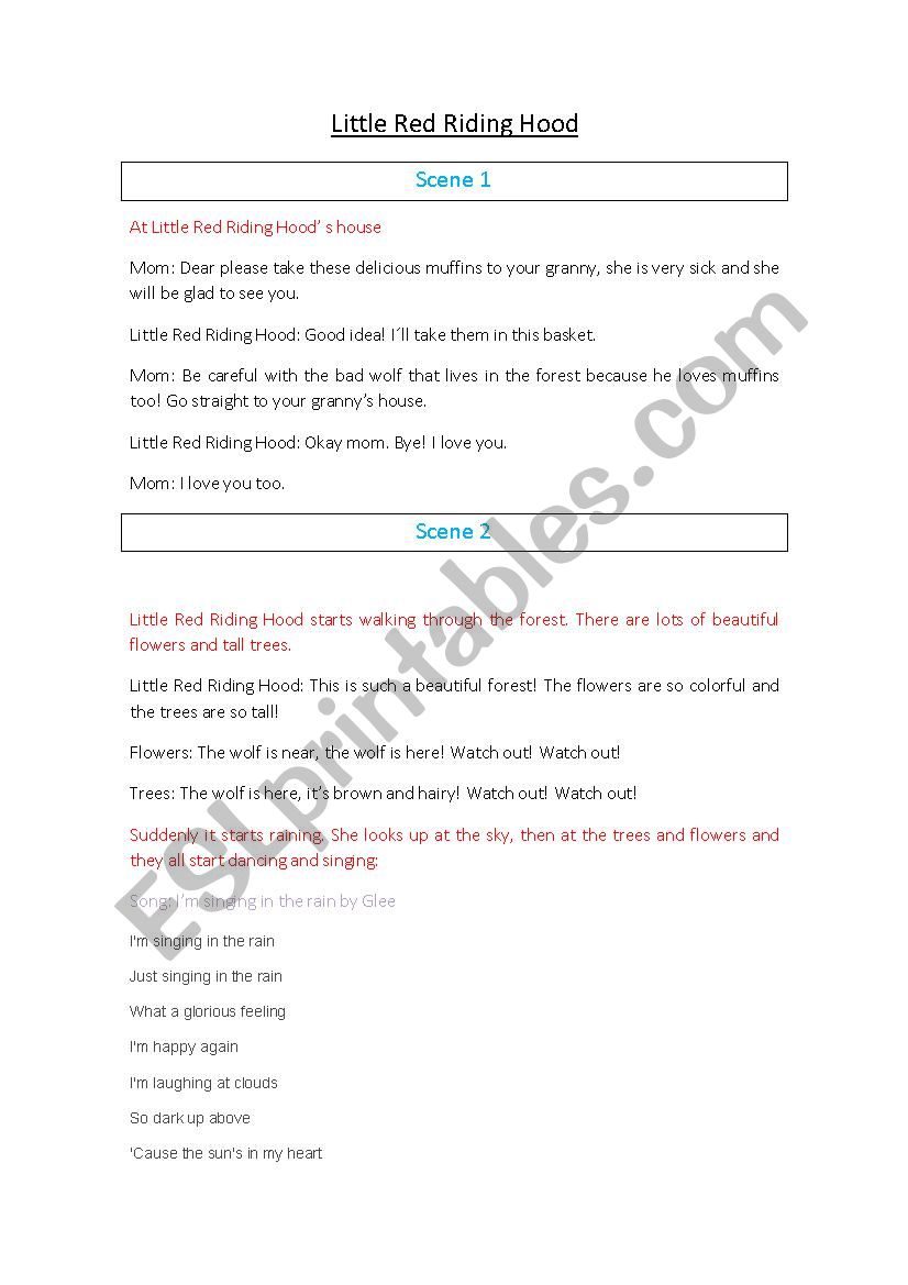 Little Red Riding Hood worksheet