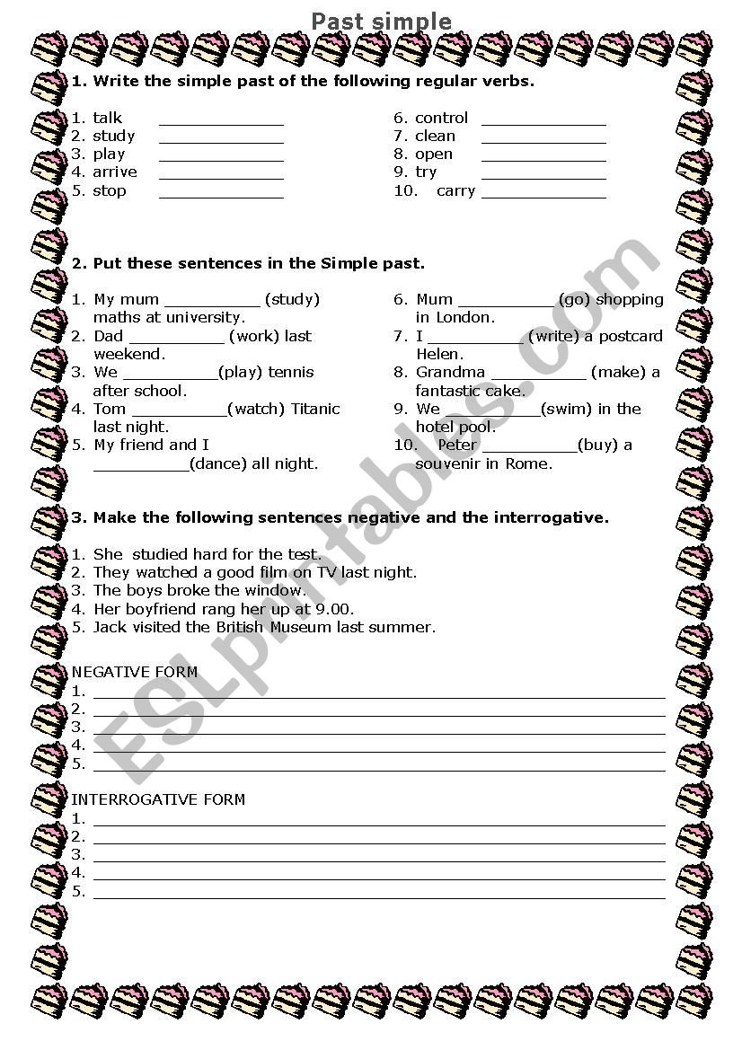 Past simple  worksheet