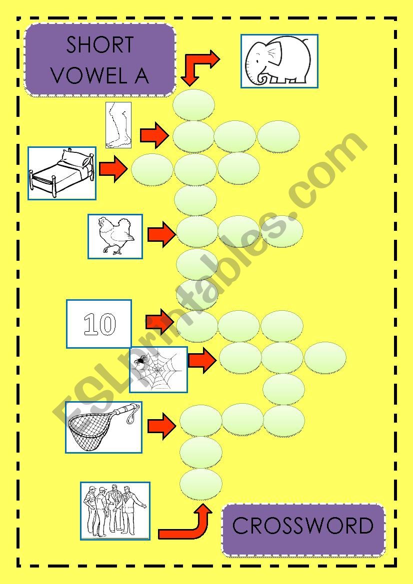 CROSSWORD SHORT VOWEL E SOUND worksheet