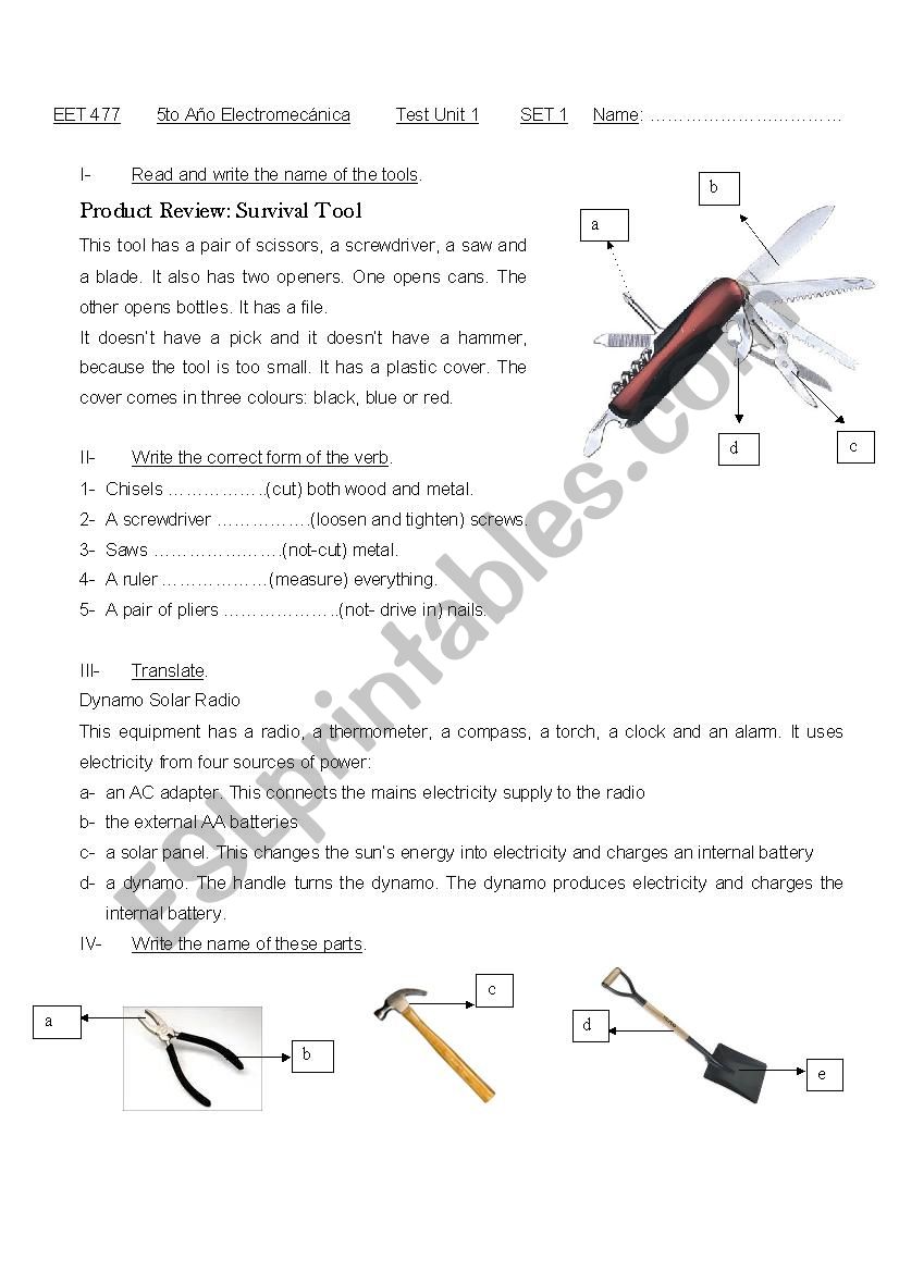 Technical English 1 ESL Worksheet By Miss Nerina