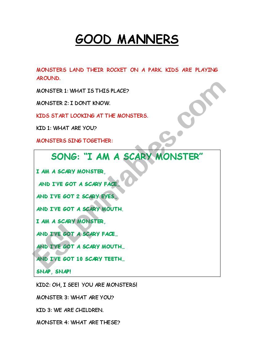 Good Manners worksheet