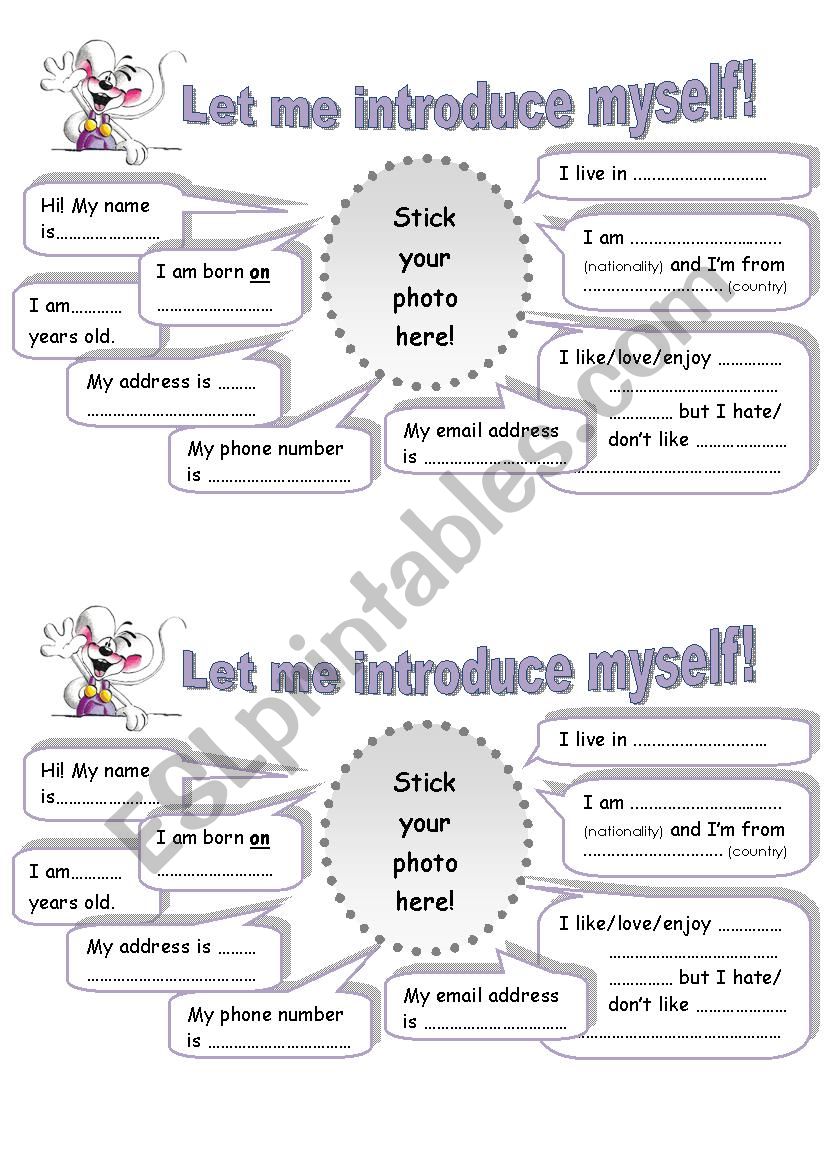 Lets introduce yourself! worksheet