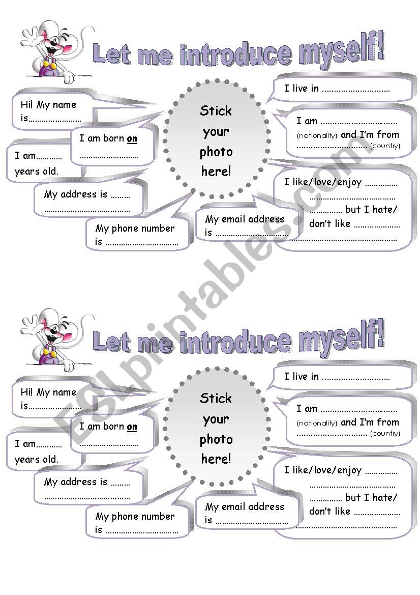 LetÂ´s introduce yourself! worksheet
