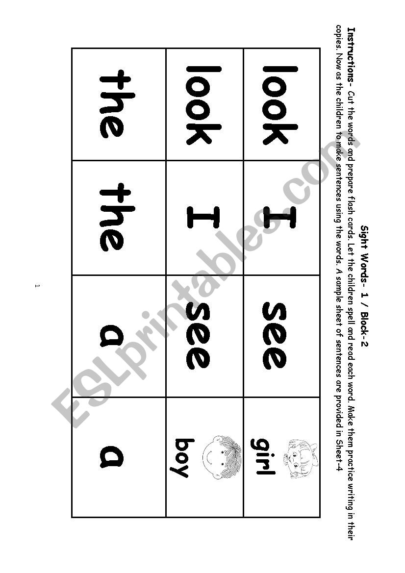 Sight words for Early readers worksheet